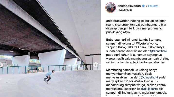 Seperti di AS, Anies Sulap Kolong Slipi Jadi Taman Skateboard