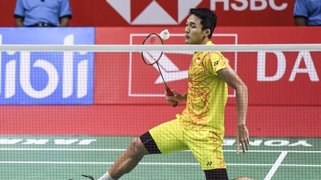 Jonatan Christie minta maaf usai tersingkir dari Indonesia Masters 2019 setelah dikalahkan Anders Antonsen di pertandingan semifinal, Sabtu (26/1).