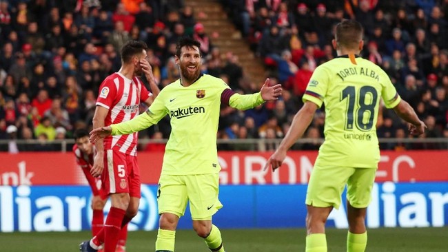 Barcelona menang 2-0 atas Girona dalam laga pekan ke-21 Liga Spanyol 2018/2019 yang berlangsung di Stadion Montilivi, Minggu (27/1).