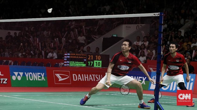 Mohammad Ahsan/Hendra Setiawan melangkah ke semifinal All England usai mengalahkan pasangan Jerman, Mark Lamsfuss/Marvin Seidel 21-12, 21-13.