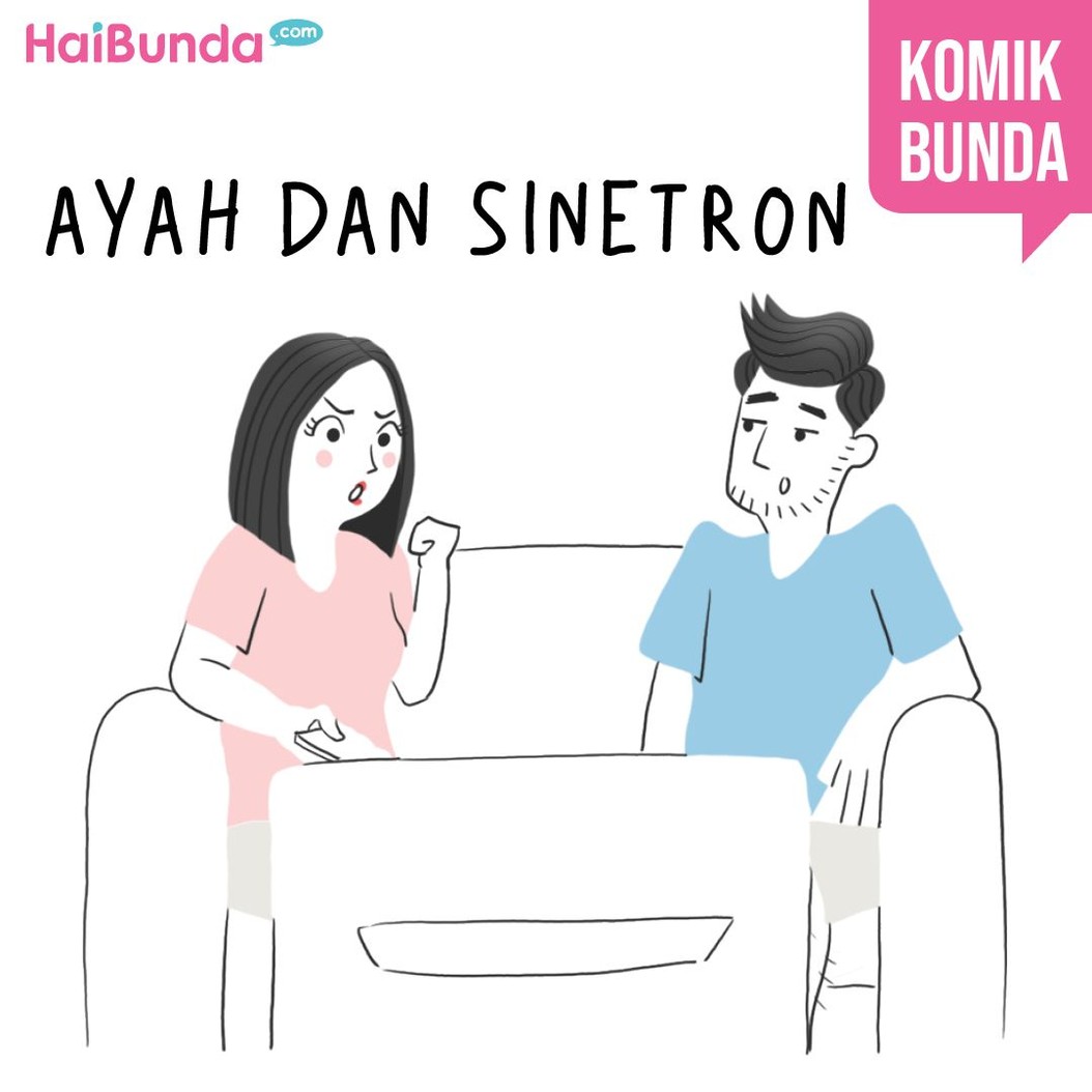 Ayah 'heboh' saat Bunda nonton sinetron. Eh, ternyata Ayah suka sinetron juga. Suami Bunda ada yang kayak Ayah di komik ini nggak?