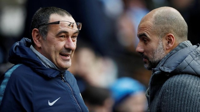Pelatih baru Juventus Maurizio Sarri diklaim selevel dengan manajer Manchester City Pep Guardiola menurut eks pelatih timnas Italia, Arrigo Sacchi.