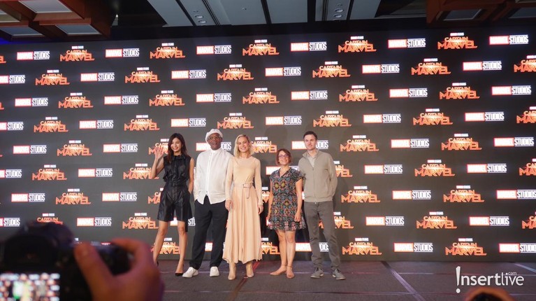 Sutradara dan pemain film Captain Marvel mengadakan press conference di Singapura, Jumat (15/2). Insertlive merekam beberapa potret para pemainnya itu.