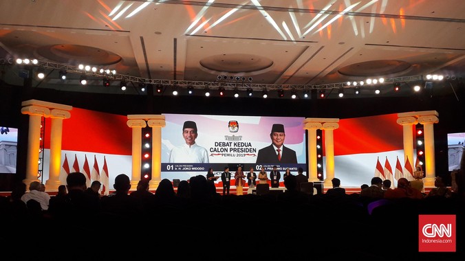 Debat capres 2019 kedua mengangkat tema energi, pangan, sumber daya alam, lingkungan hidup, infrastruktur. Debat digelar Minggu (17/2) di Hotel Sultan, Jakarta.