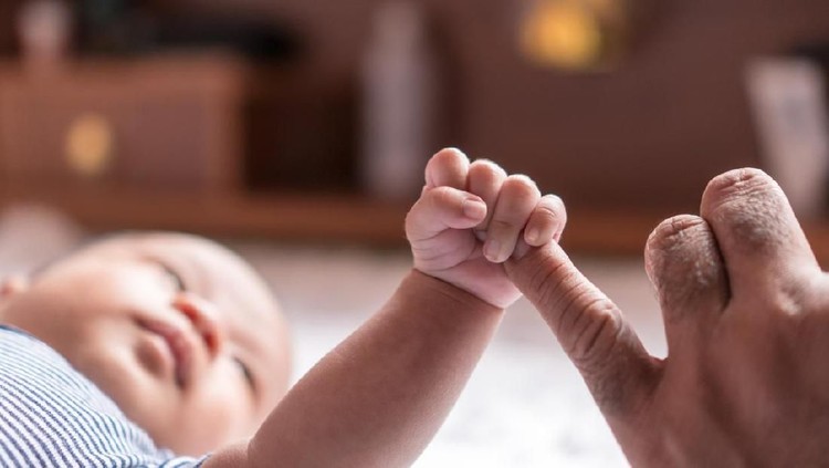 Ilustrasi bayi laki-laki New born baby Catch my little finger