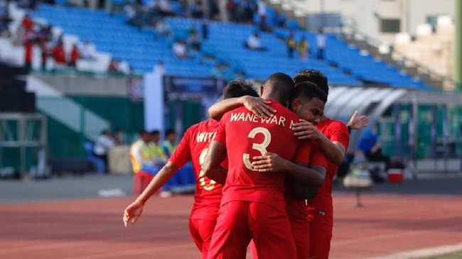 Timnas Indonesia U-22 unggul 1-0 atas Kamboja hingga akhir babak pertama pada laga terakhir Grup B Piala AFF U-22 2019 di Stadion Olimpiade.