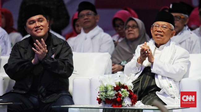 Menteri BUMN Erick Thohir dilantik sebagai Ketua Umum Masyarakat Ekonomi Syariah oleh Ketua Dewan Pembina Ma'ruf Amin.