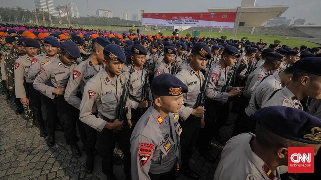 Mabes Polri mengerahkan pasukan Brimob Nusantara ke Jakarta guna mengamankan rangkaian Pemilu 2019. Polisi memperhitungkan eskalasi potensi gangguan kamtibmas.