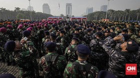 Ratusan Prajurit TNI Tiga Matra Gabung di Denwalsus Prabowo