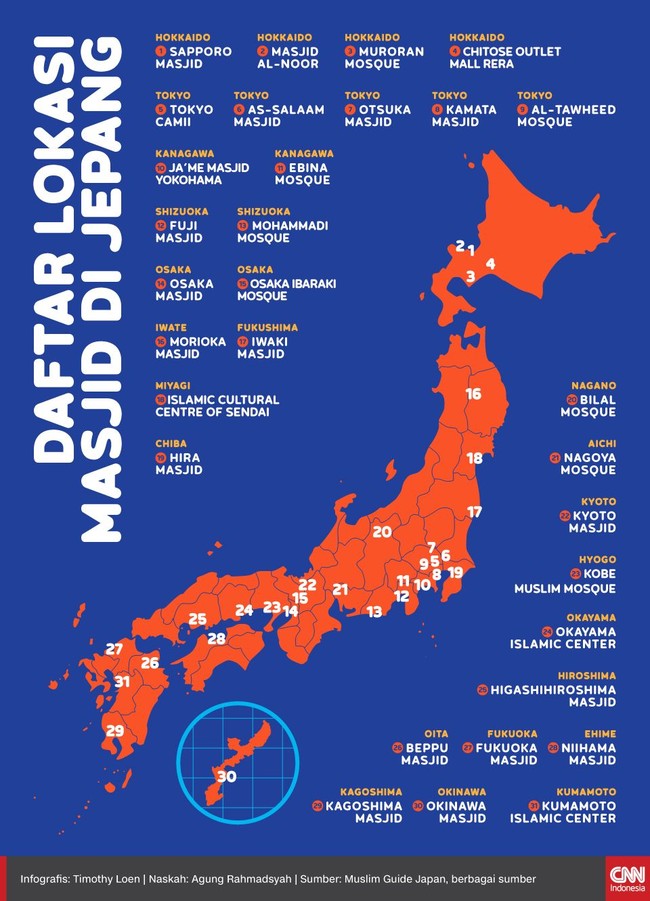 Bagi yang ingin berwisata ke Jepang, berikut ini daftar lokasi masjid yang bisa dikunjungi di sana.
