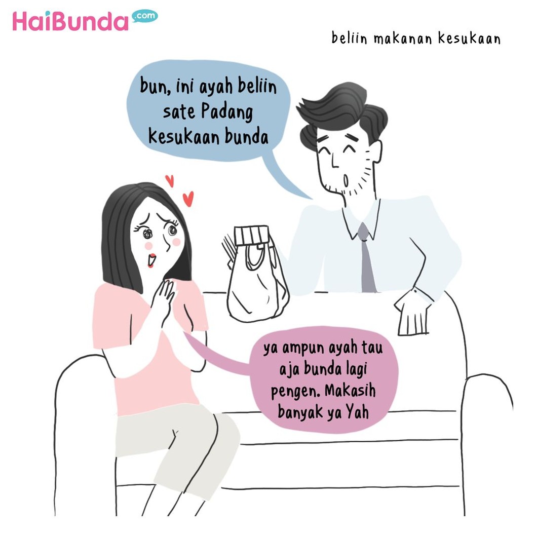 Ayah di komik ini punya cara tersendiri untuk menunjukkan rasa sayangnya ke Bunda. Kalau suami Bunda biasanya menunjukkan rasa sayang dengan cara apa nih?