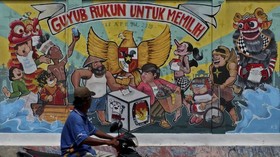 FOTO : Mural Pemilu 2019 dan Upaya Mengikis Golput