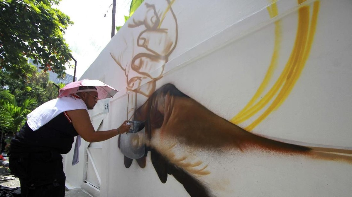 FOTO : Mural Pemilu 2019 dan Upaya Mengikis Golput