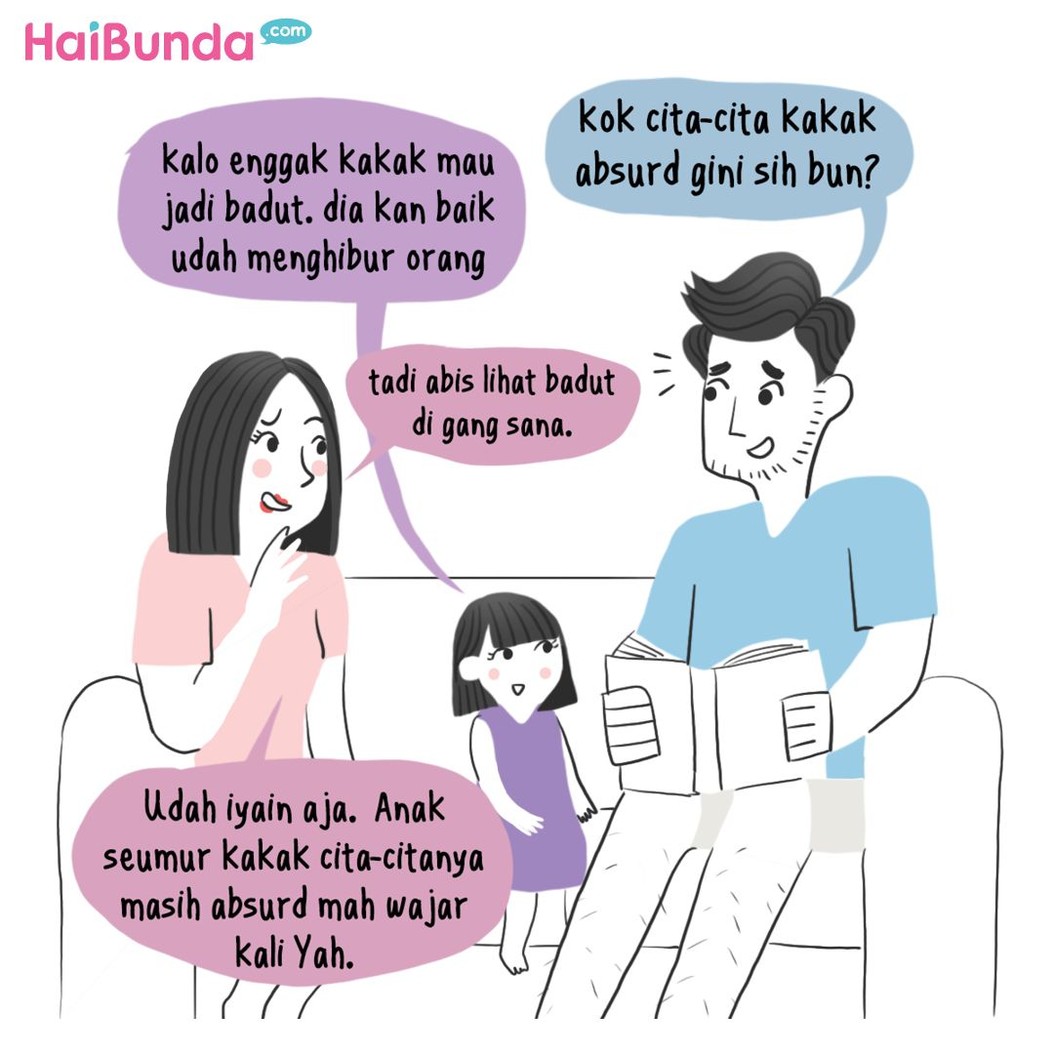 Waduh, kok cita-cita si kakak agak absurd ya? Si kecil pernah menyampaikan cita-citanya yang agak 'ajaib' enggak, Bun? Apa tuh?