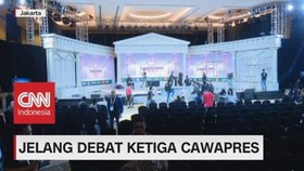 Mengintip Persiapan Venue Debat Ketiga Cawapres