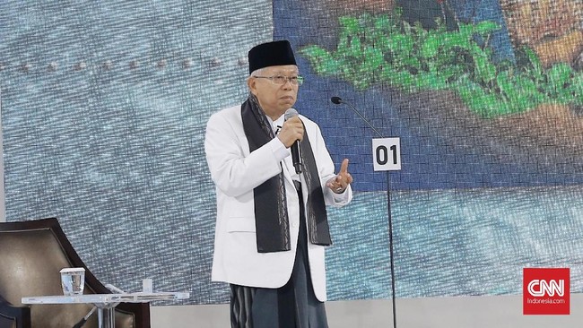 Cawapres Ma'ruf Amin menyatakan Jokowi tak hanya berhasil membangun infrastruktur darat, laut, udara tapi juga 'langit'.