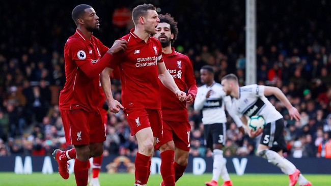 Sebanyak enam catatan menarik mengiringi kemenangan Liverpool atas Fulham 2-1 pada laga pekan ke-31 Liga Inggris 2018/2019.