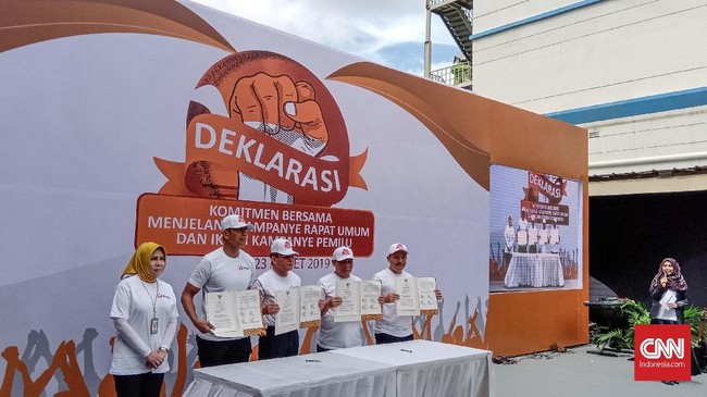 Dalam deklarasi jelang kampanye terbuka, peserta pemilu diimbau untuk menjaga pemilu dari politik uang, politik identitas, dan penghinaan ke arah SARA.