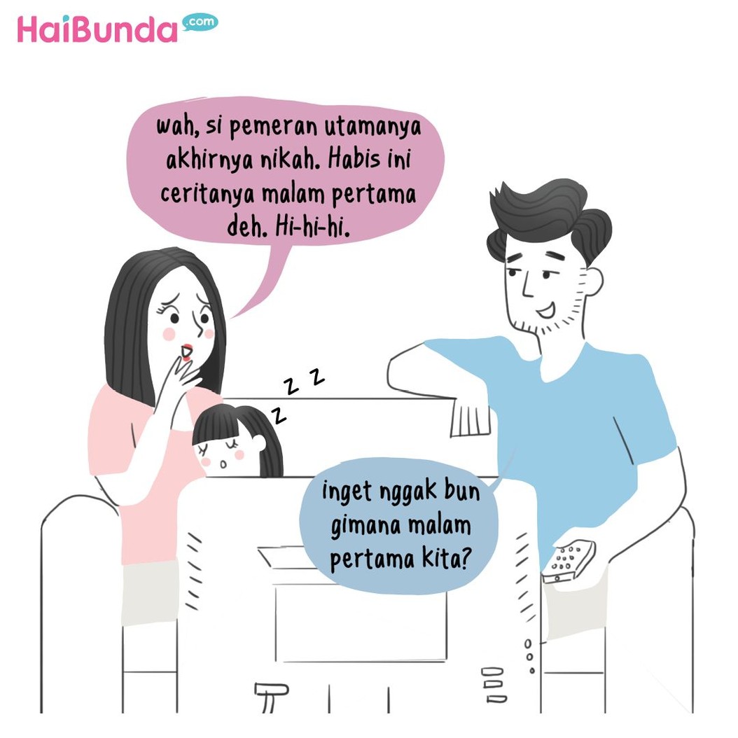 Kejadian tak terduga dialami Ayah dan Bunda di komik ini saat malam pertama. Bunda dan Ayah punya cerita tak terlupakan atau tak terduga saat malam pertama?