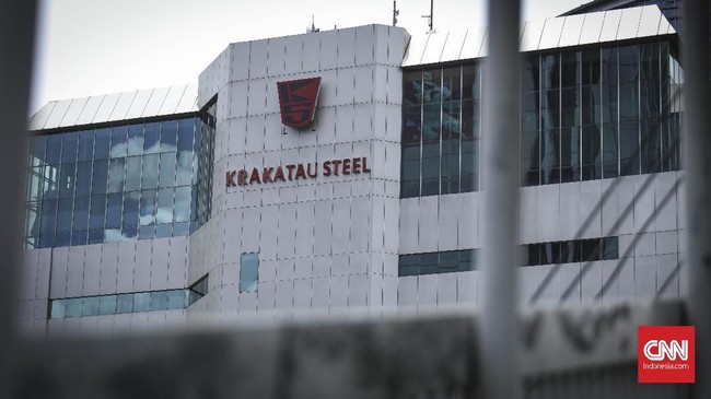 Logo PT Krakatau Steel (Persero), Jakarta, 24 Maret 2019. (CNN Indonesia/ Hesti Rika)