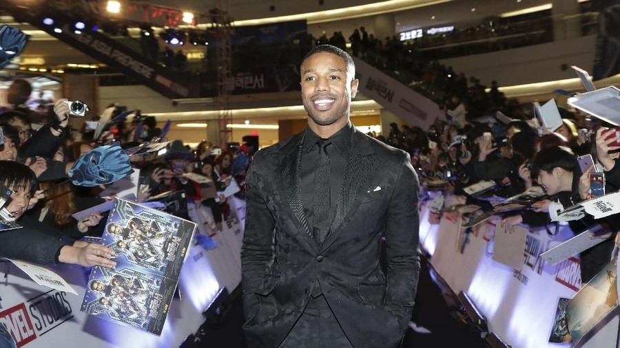 Actor Michael B. Jordan arrives at the red carpet of the Seoul premiere of 'Black Panther'