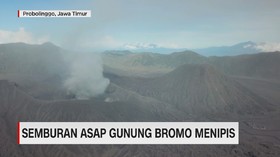 VIDEO: Semburan Asap Bercampur Abu Gunung Bromo Mulai Menipis