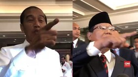 VIDEO: Beda Gaya Jokowi dan Prabowo Sapa Media Sebelum Debat