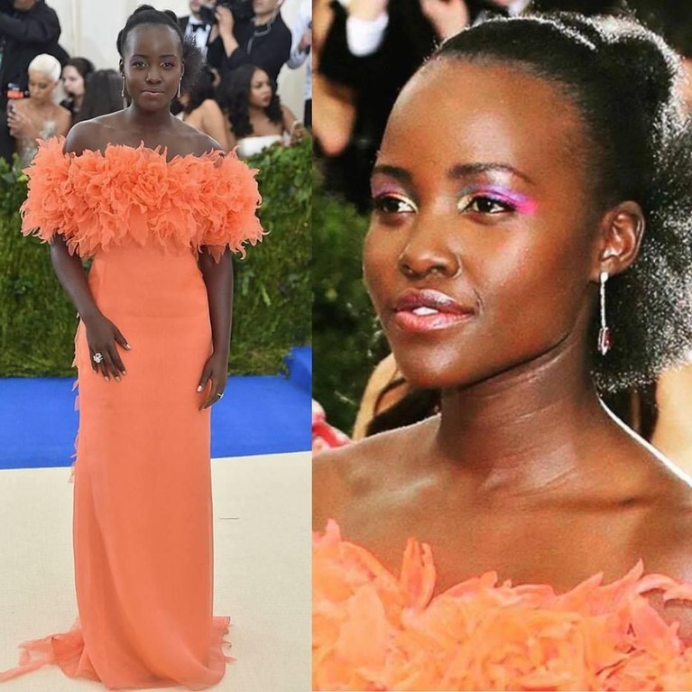 Enam gaya cantik aktris Lupita Nyong'o dengan penampilannya dengan gaun warna-warni.