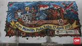 FOTO: Mural Pemilu 2019 Mural Pemilu 2019 digelar untuk mensosialisasikan Pemilu 2019 sekaligus mengajak masyarakat untuk berperan menyumbangkan suara demi masa depan bangsa.
