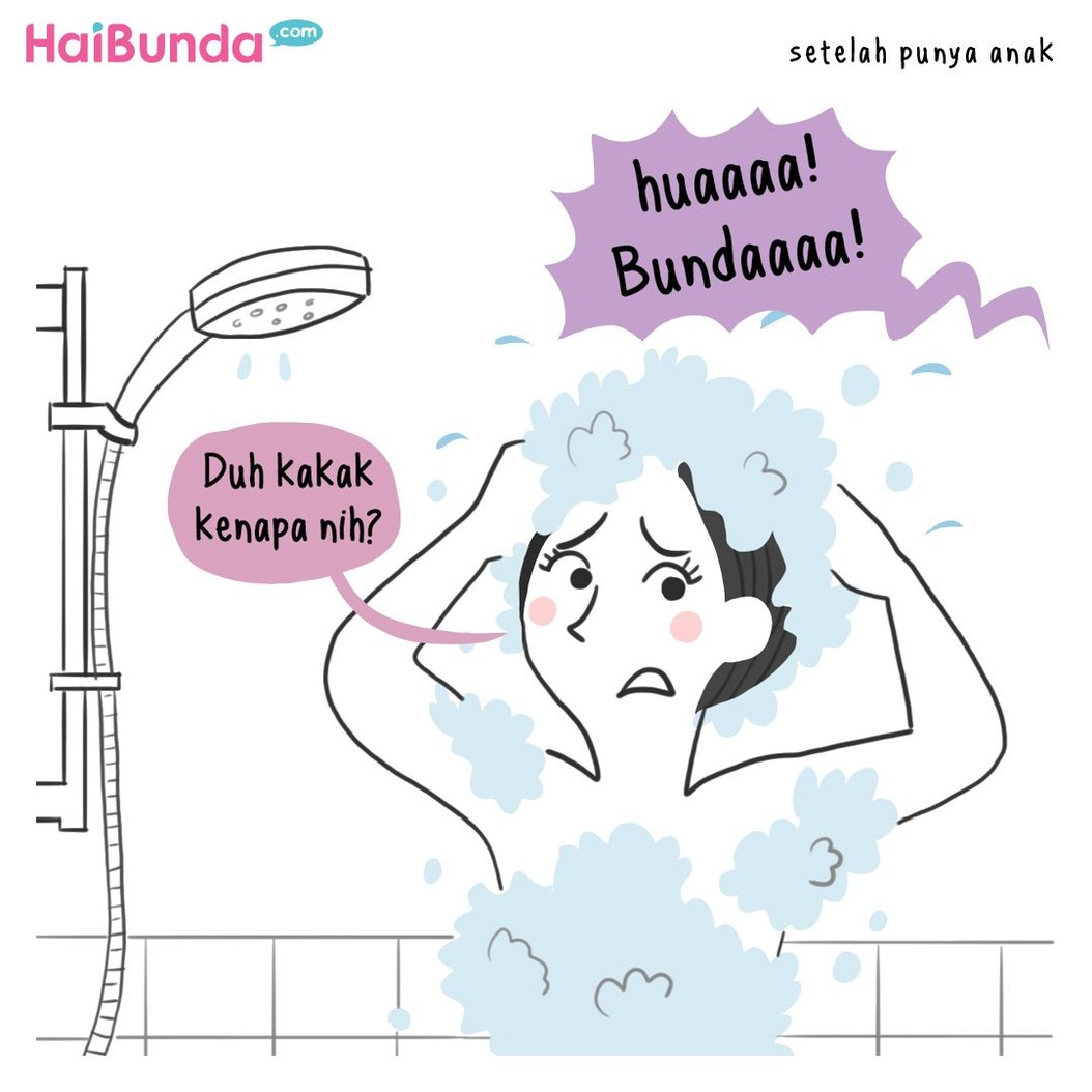 Perbedaaan untuk urusan mandi dialami Bunda di komik ini setelah jadi ibu. Perbedaan soal mandi apa yang kini Bunda rasakan setelah punya anak?