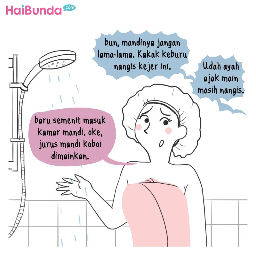 Perbedaaan untuk urusan mandi dialami Bunda di komik ini setelah jadi ibu. Perbedaan soal mandi apa yang kini Bunda rasakan setelah punya anak?