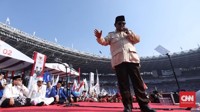 Calon Presiden Nomor Urut 02 Prabowo Subianto menyindir keadaan perekonomian Indonesia saat dirinya menyampaikan orasi politik.