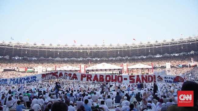 Prabowo dan Sandi sama-sama mengklaim bahwa pendukungnya yang datang ke kampanye akbar di Stadion Utama Gelora Bung Karno mencapai 1 juta orang.