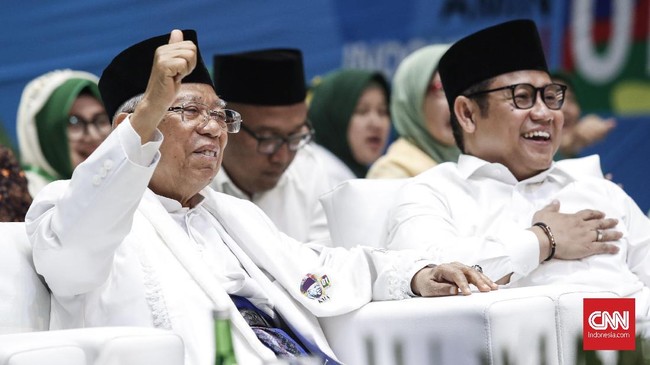 Wapres Ma'ruf Amin dan Menko Polhukam Hadi Tjahjanto menghadiri pembukaan Muktamar ke-6 PKB di Bali Nusa Dua Convention Centre, Badung, Bali, Sabtu (24/8).