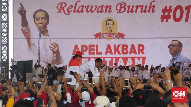 Presiden Konfederasi Serikat Pekerja Seluruh Indonesia (KSPSI) Andi Gani Nena Wea mengajak buruh untuk mendukung pasangan nomor 01 Joko Widodo-Ma'ruf Amin.
