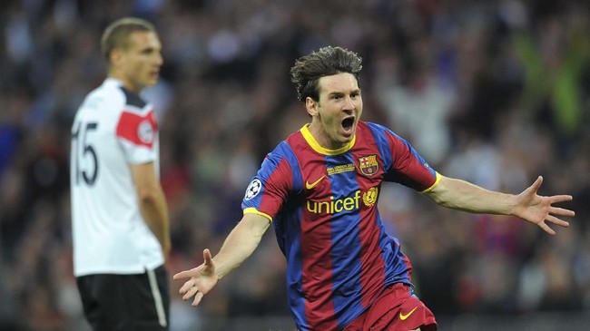 FOTO: Dua Momen Messi Hancurkan Man United di Liga Champions