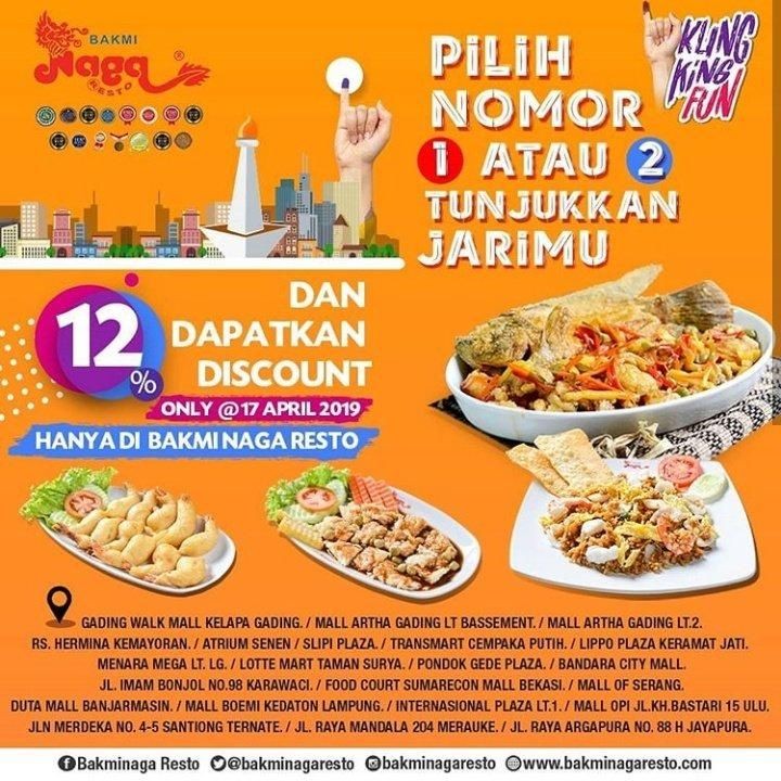 <p>Pecinta Mi, kalian bisa mendapatkan diskon 12 persen lho di Bakmi Naga pada Rabu, 17 April 2019.</p>