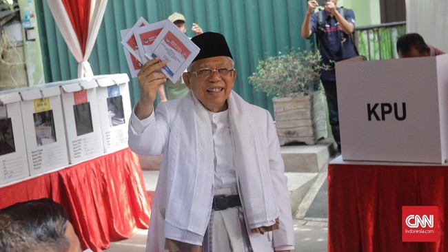 Ma'ruf berharap kondisi keamanan pasca pemilu berlajan kondusif. Ia berpesan pihak yang tidak menerima hasil pemilu menempuh jalur yang diatur Undang-Undang.