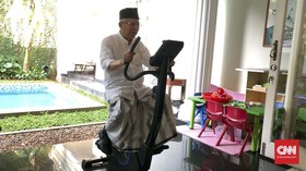 Ma'ruf Amin Olahraga Sepeda Statis Sebelum Nyoblos Pemilu