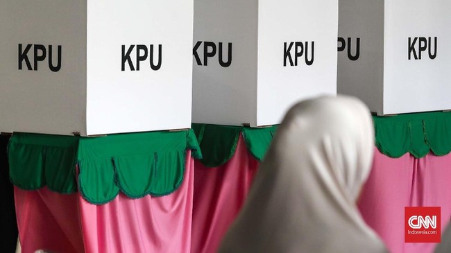 Bilik pencoblosan di TPS 15 di Kelurahan Rawa Barat, Jakarta, Rabu 17 April 2019. CNNIndonesia/Safir Makki