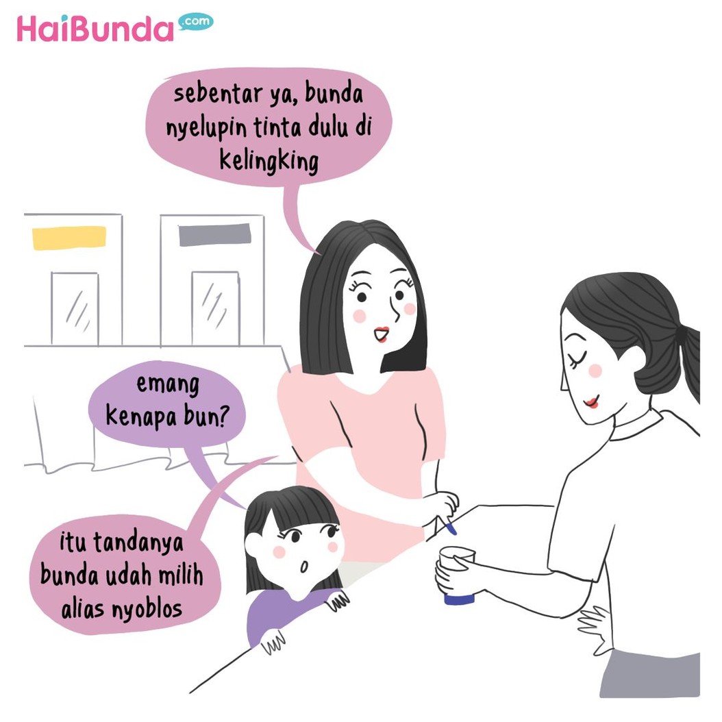 Beginilah cerita saat Bunda nyoblos. Gimana cerita serba-serbi nyoblos di keluarga Bunda?