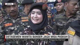 VIDEO: Detasemen Wanita Banser Jaga Misa Paskah
