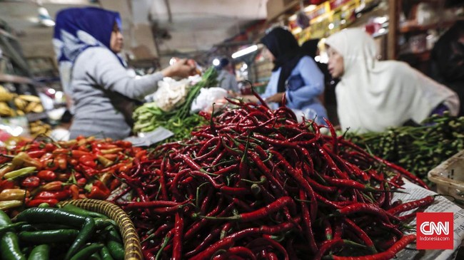 Harga bahan pokok seperti cabai, bawang putih hingga telur turun sepekan belakangan ini.