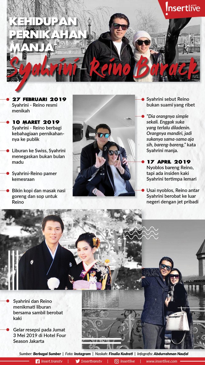 Pasangan Syahrini dan Reino sedang menikmati kehidupan sebagai pengantin baru. Pasangan ini akan menggelar resepsi pernikahan pada Jumat 3 Mei 2019 mendatang.