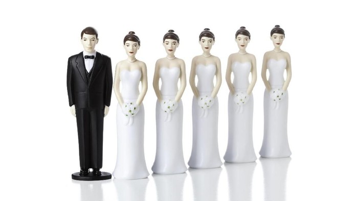 Grooms lined up to marry a bride