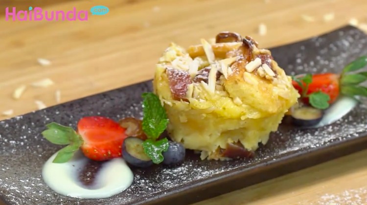 Menu Buka Puasa Manisnya Kurma Almond Bread Pudding