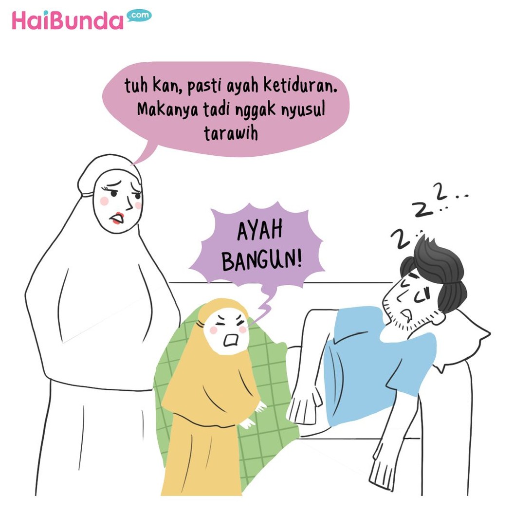 Setelah buka puasa, Bunda dan Kakak salat, tapi Ayah langsung makan karena lapar. Kalau tradisi buka puasa di keluarga Bunda gimana?