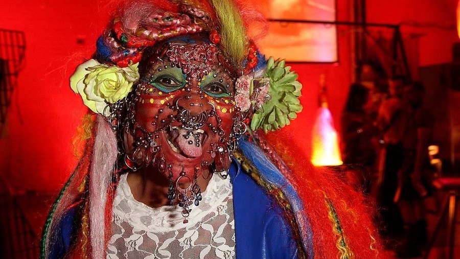 LONDON - OCTOBER 06:  Elaine Davidson, record holder as the most pierced woman, attends the Skin Two Rubber Ball at SeOne on October 6, 2007 in London, England. The 16th annual event celebrates fetish glamour and style.  (Photo by Getty Images/Getty Images)