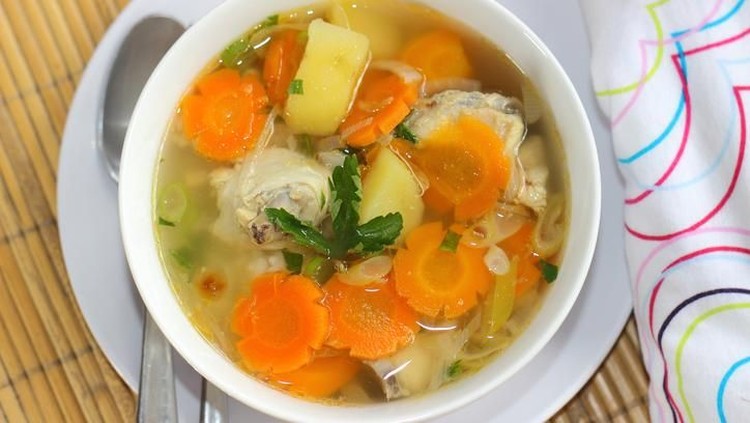 sayur sop or vegetable with chicken soup indonesian culinary