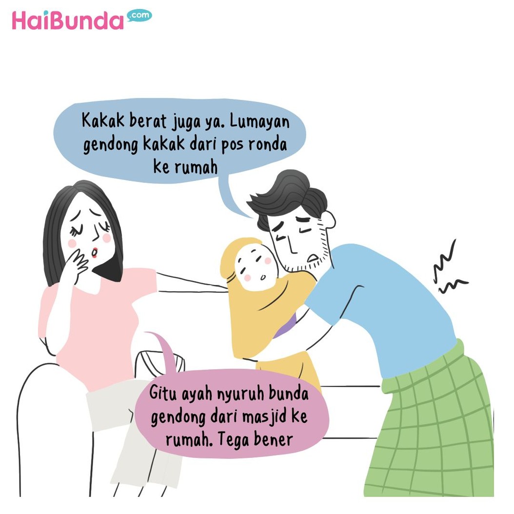 Selalu ada cerita di keluarga bunda di komik ini dalam perjalanan pulang salat Tarawih. Apa cerita keluarga Bunda setelah pulang tarawih?